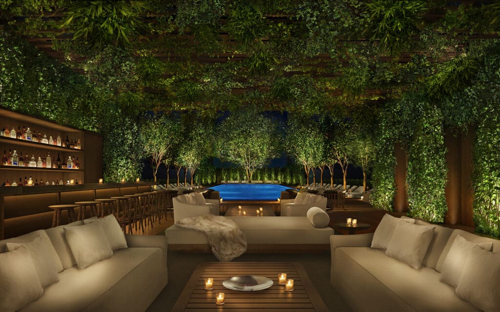 The ROOF restaurant and pool area at The Singapore EDITION
